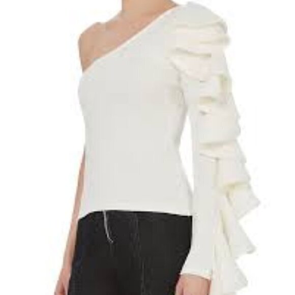 Beaufille Electra White One Shoulder Ruffl… - Picture 1 of 6